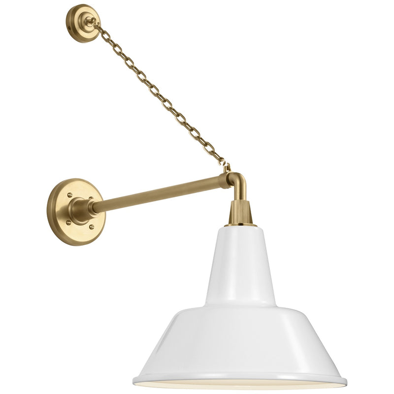 Visual Comfort Signature TOB 2813HAB/S1-WHT LED Barn Light, Hand-Rubbed Antique Brass