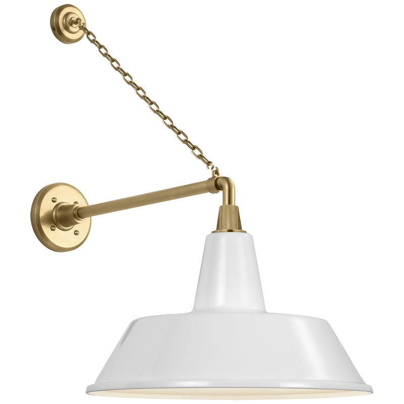 Visual Comfort Signature TOB 2813HAB/S2-WHT LED Barn Light, Hand-Rubbed Antique Brass
