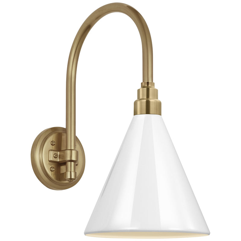 Visual Comfort Signature TOB 2814HAB/S10-WHT LED Barn Light, Hand-Rubbed Antique Brass