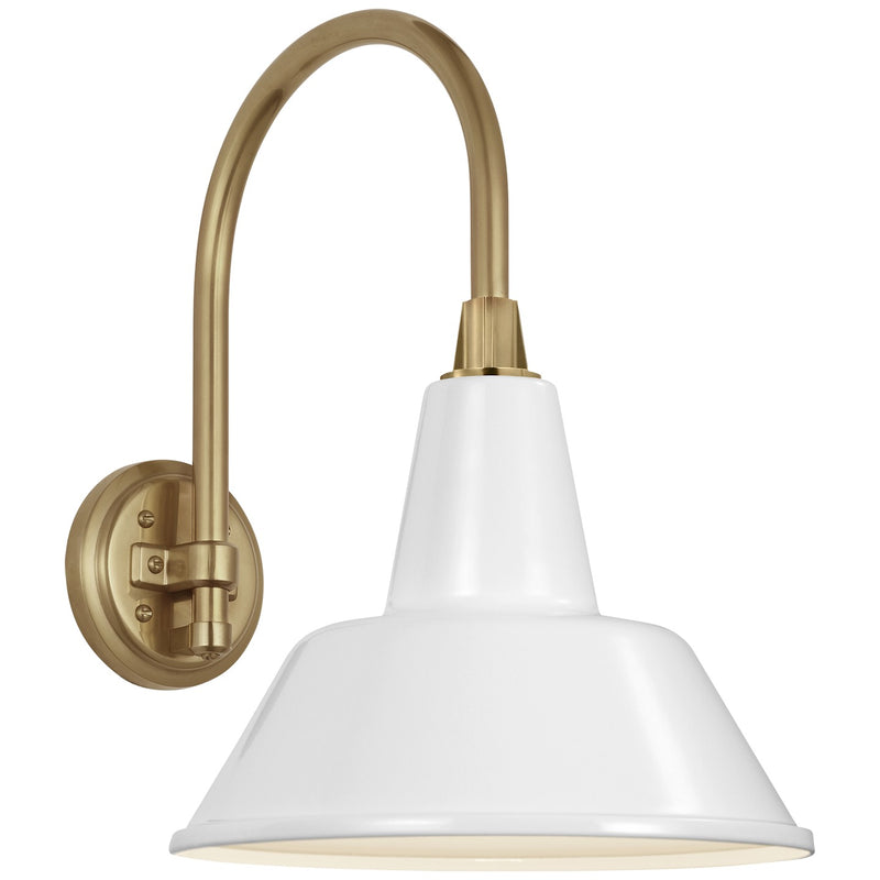 Visual Comfort Signature TOB 2814HAB/S1-WHT LED Barn Light, Hand-Rubbed Antique Brass