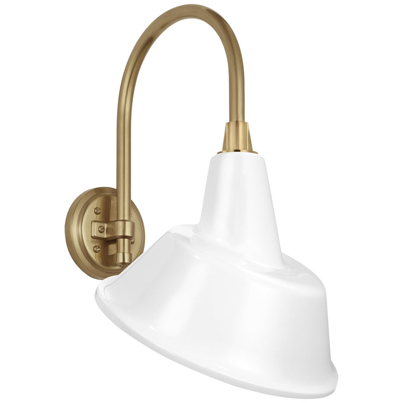 Visual Comfort Signature TOB 2814HAB/S3-WHT LED Barn Light, Hand-Rubbed Antique Brass