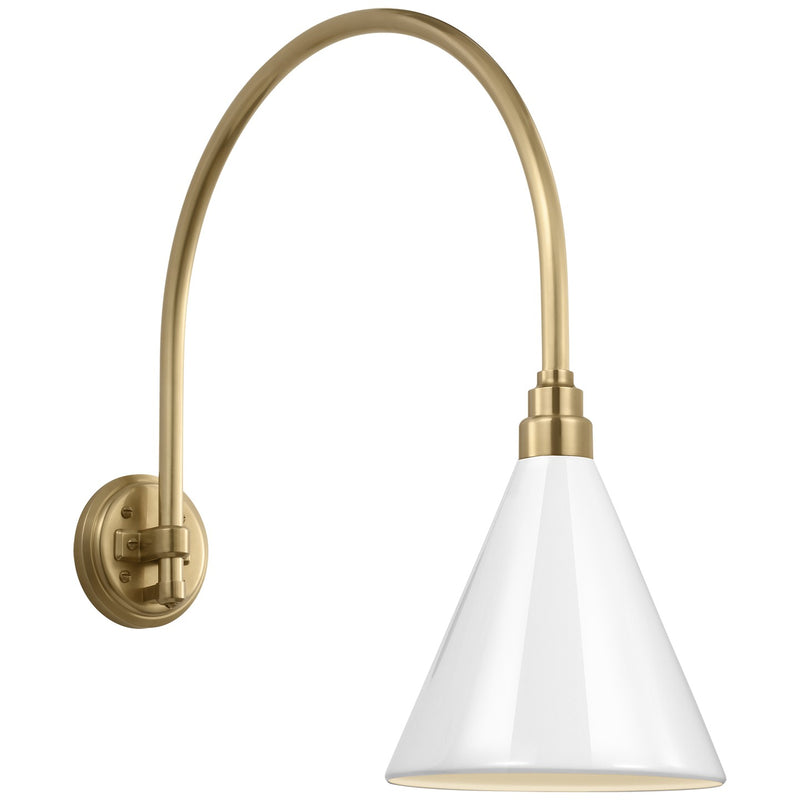 Visual Comfort Signature TOB 2815HAB/S10-WHT LED Barn Light, Hand-Rubbed Antique Brass