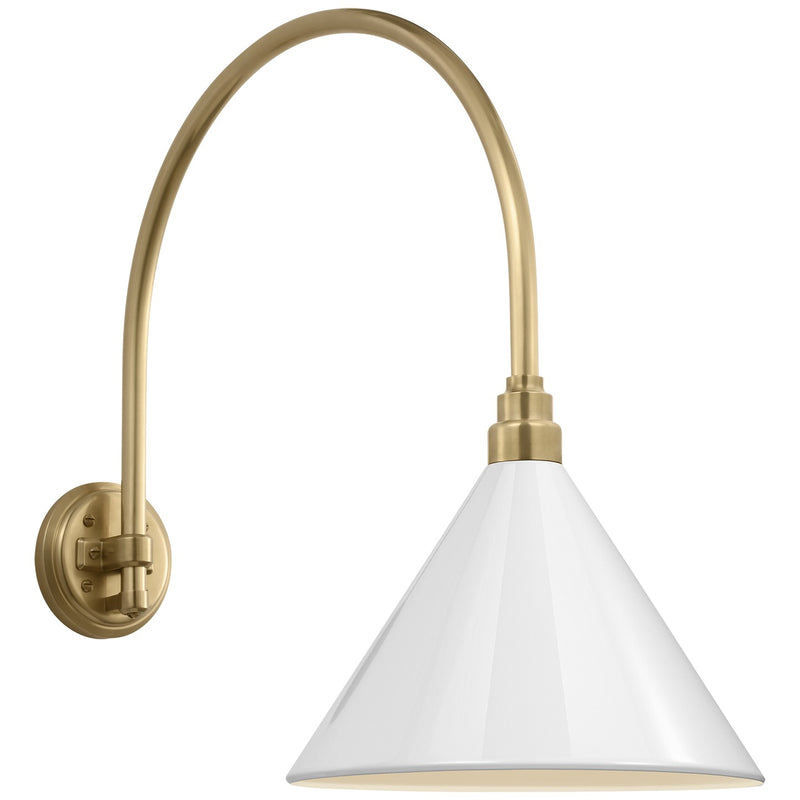 Visual Comfort Signature TOB 2815HAB/S11-WHT LED Barn Light, Hand-Rubbed Antique Brass