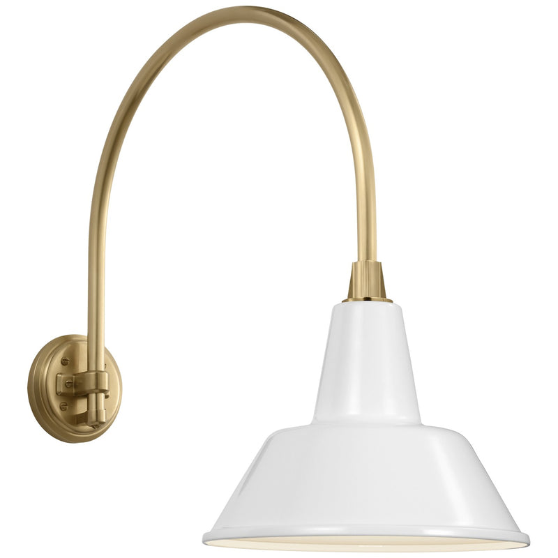 Visual Comfort Signature TOB 2815HAB/S1-WHT LED Barn Light, Hand-Rubbed Antique Brass