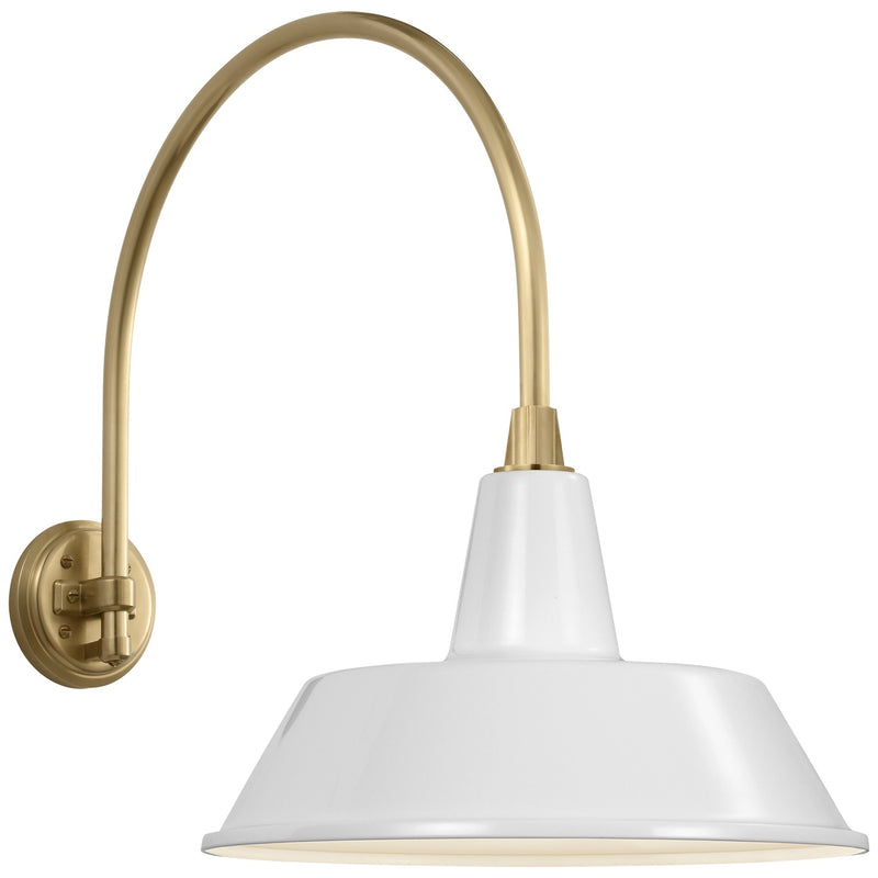 Visual Comfort Signature TOB 2815HAB/S2-WHT LED Barn Light, Hand-Rubbed Antique Brass