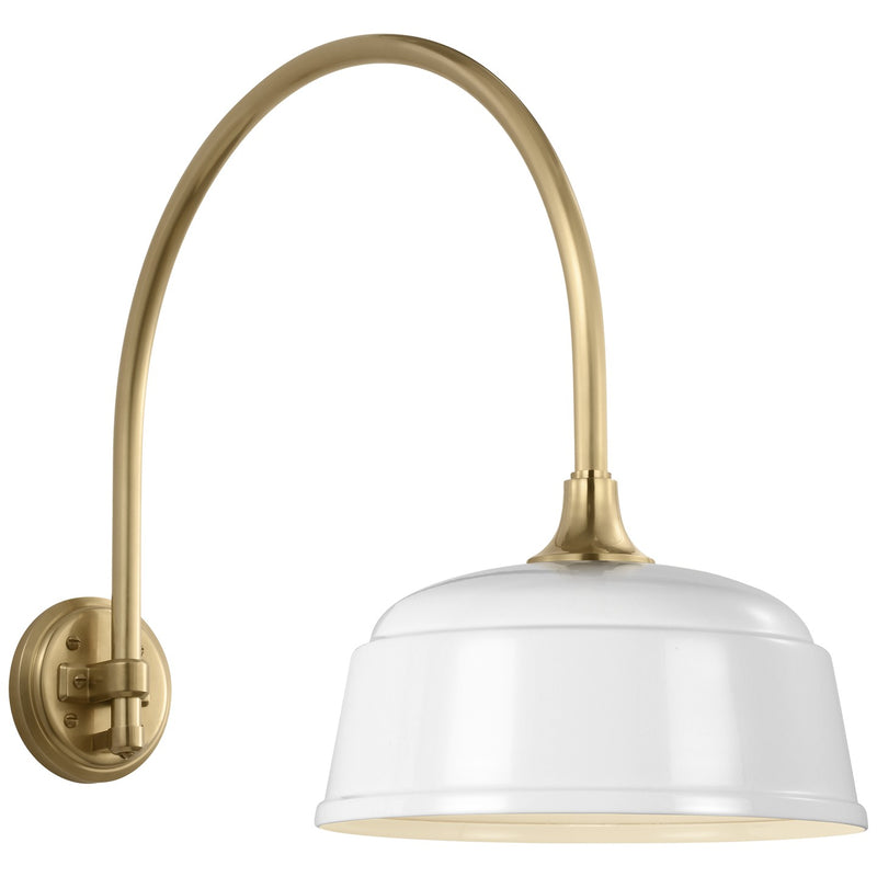 Visual Comfort Signature TOB 2815HAB/S6-WHT LED Barn Light, Hand-Rubbed Antique Brass