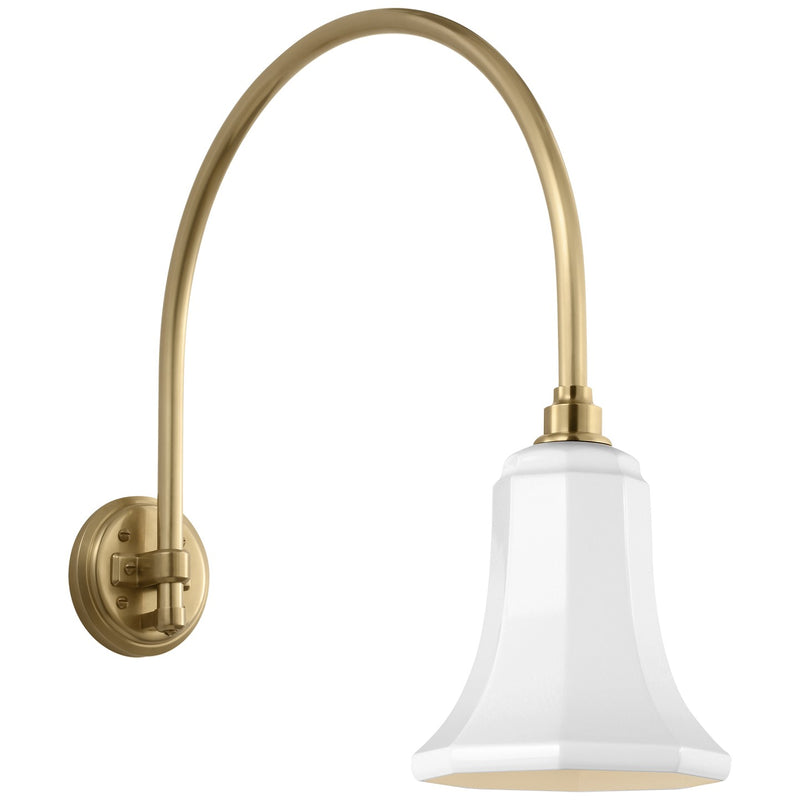 Visual Comfort Signature TOB 2815HAB/S8-WHT LED Barn Light, Hand-Rubbed Antique Brass