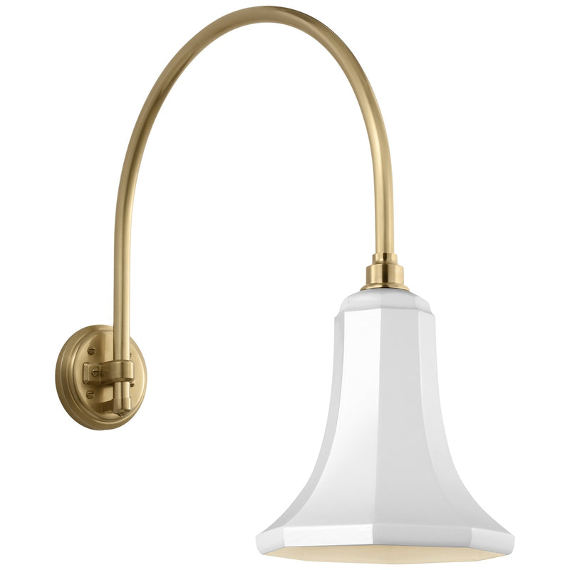 Visual Comfort Signature TOB 2815HAB/S9-WHT LED Barn Light, Hand-Rubbed Antique Brass