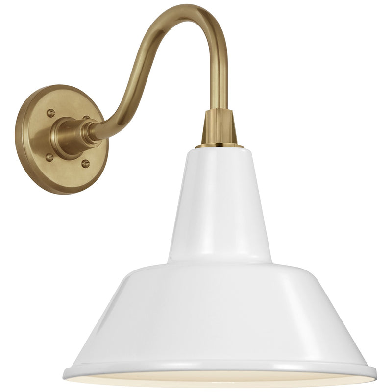 Visual Comfort Signature TOB 2816HAB/S1-WHT LED Barn Light, Hand-Rubbed Antique Brass