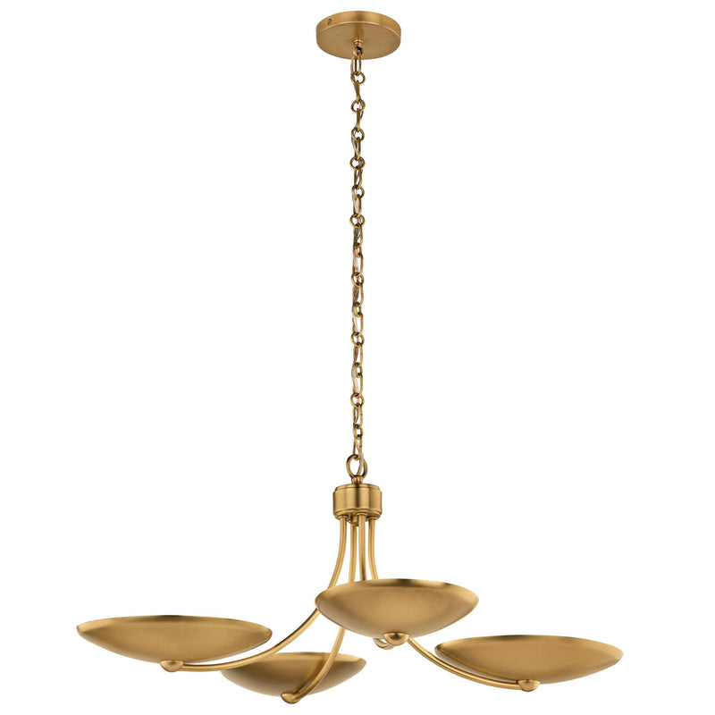 Kichler 52854LBR Four Light Chandelier/Semi Flush, Lacquered Brass