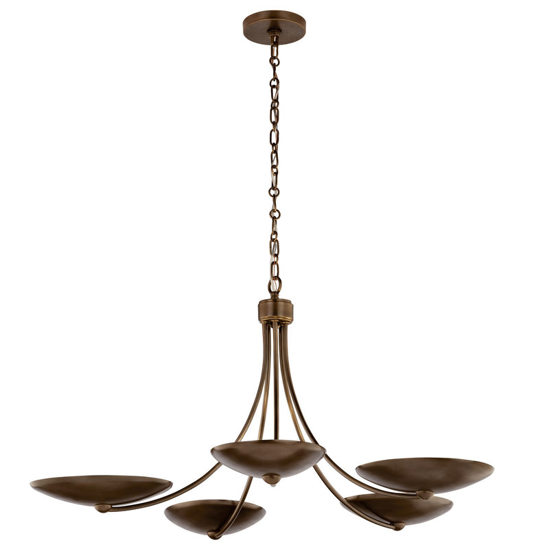 Kichler 52856LBRLBZ Five Light Chandelier, Lacquered Brass