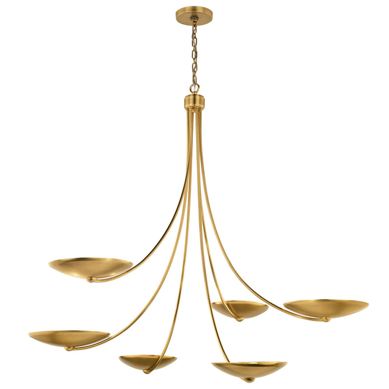 Kichler 52857LBR Six Light Chandelier, Lacquered Brass