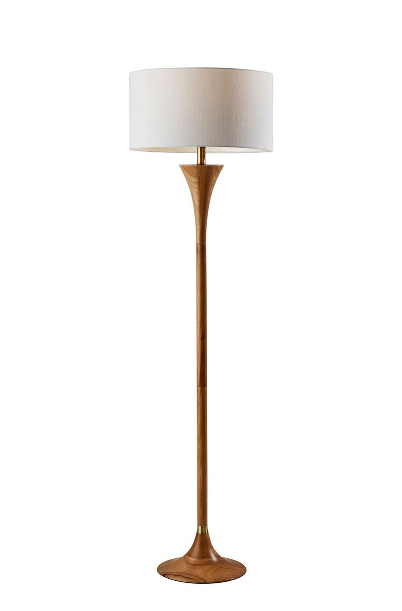 Adesso Home 1601-12 Floor Lamp, Natural Rubberwood W. Antique Brass