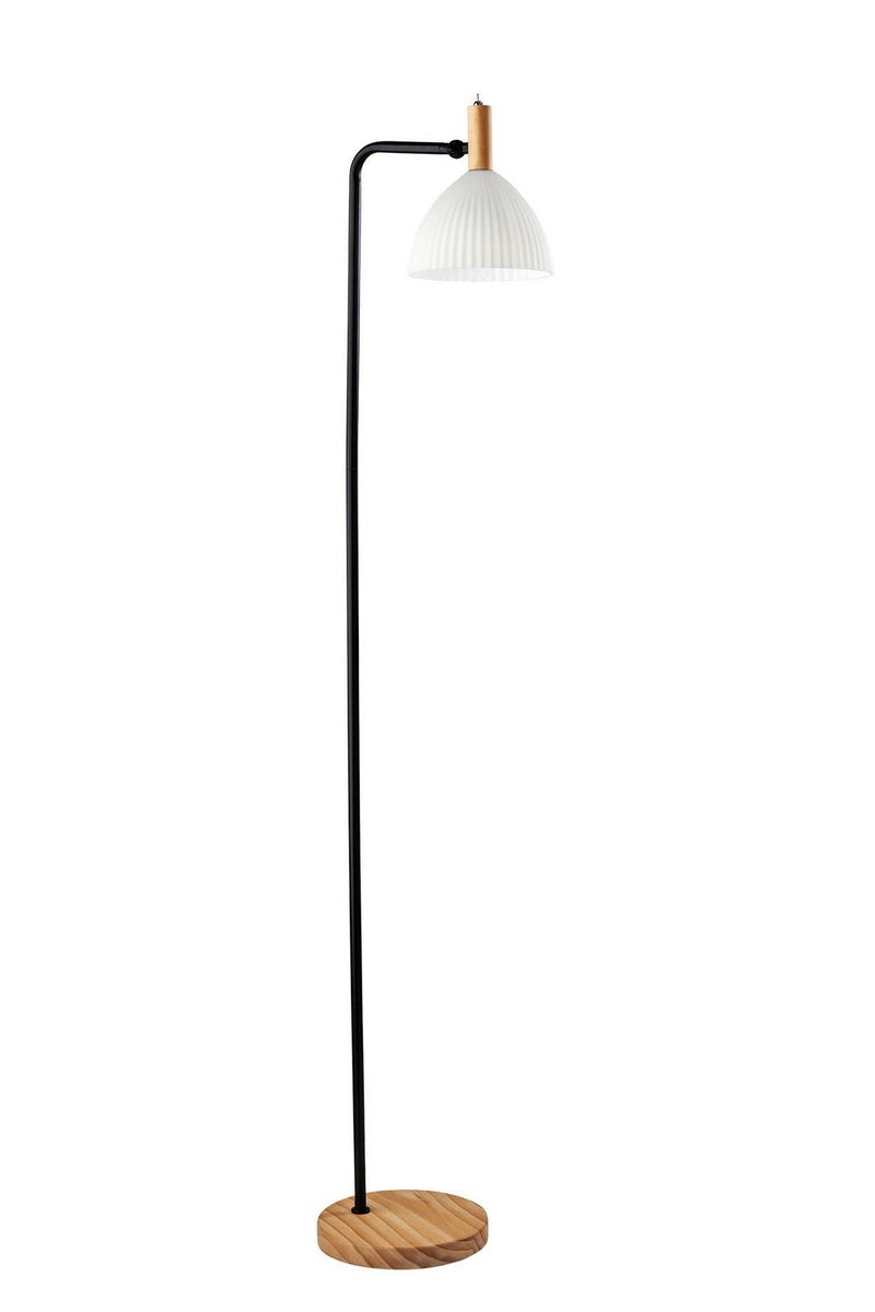 Adesso Home 2124-01 Floor Lamp, Black & Natural Wood