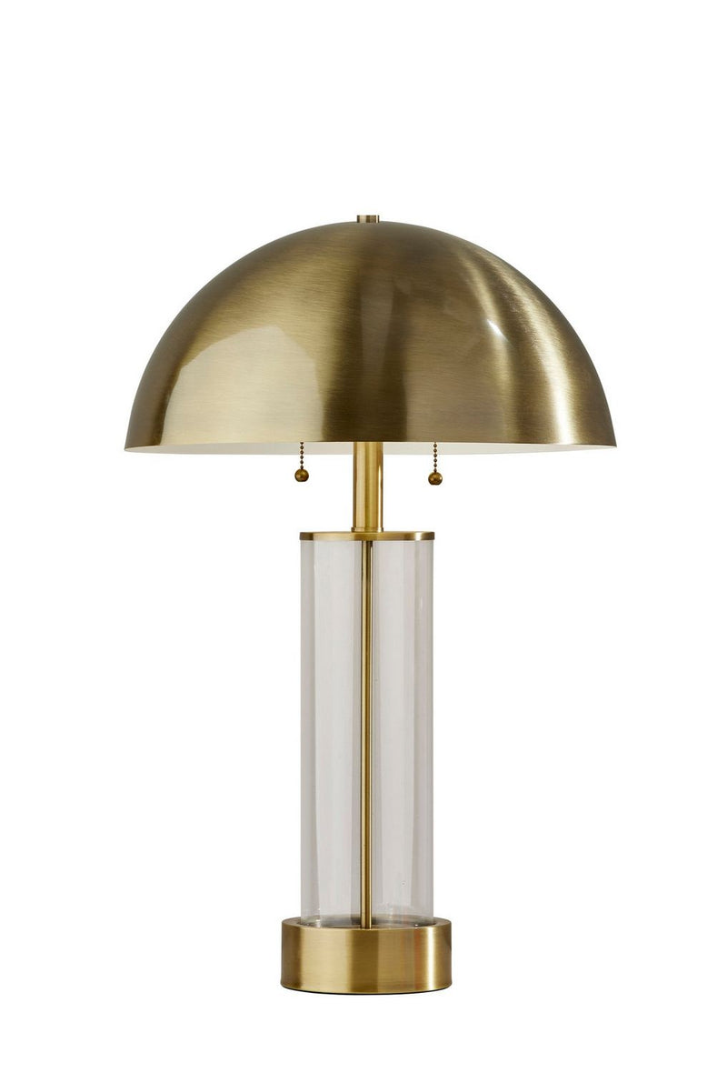 Adesso Home 3054-21 Two Light Table Lamp, Antique Brass & Clear Glass