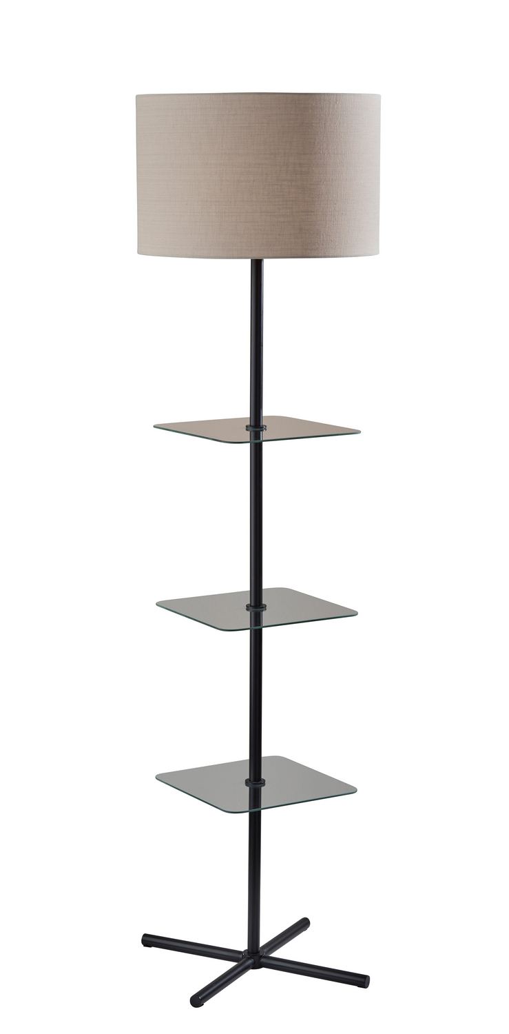 Adesso Home 3189-01 Floor Lamp, Black,Clear Glass Shelf