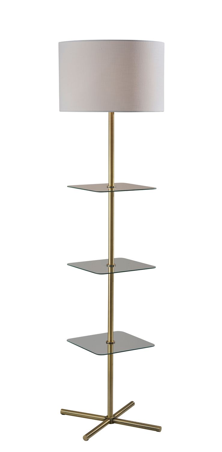 Adesso Home 3189-21 Floor Lamp, Anitique Brass,Clear Glass Shelf
