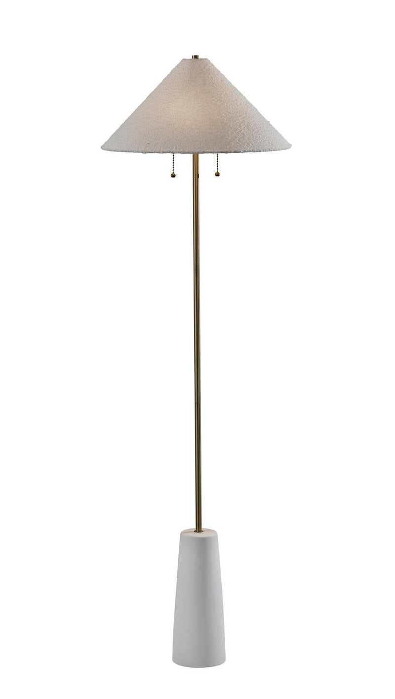 Adesso Home 3246-02 Two Light Floor Lamp, White & Antique Brass
