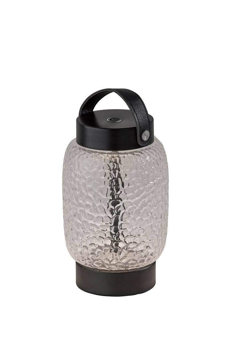 Adesso Home 3343-01 LED Table Lamp, Clear Texture Glass, Black Finsh, Black Leather