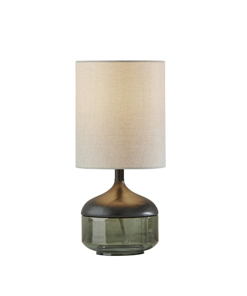 Adesso Home 3526-01 Table Lamp, Black Rubberwood W. Smoked Glass