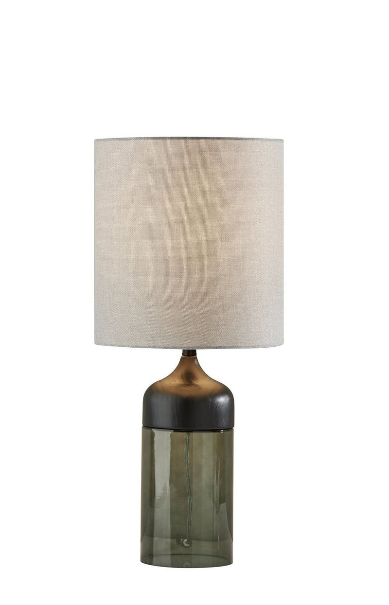 Adesso Home 3527-01 Table Lamp, Black Rubberwood W. Smoked Glass