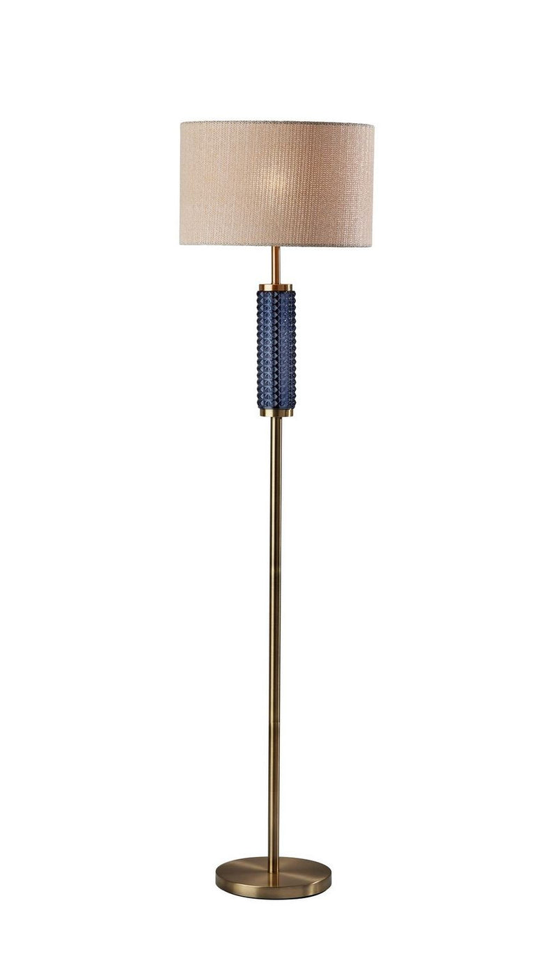 Adesso Home 3751-21 Floor Lamp, Antique Brass & Blue Textured Glass