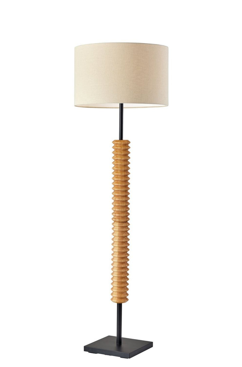 Adesso Home 3767-12 Floor Lamp, Natural Wood With Black