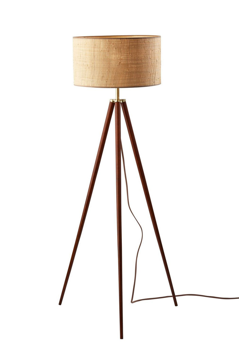 Adesso Home 3769-15 Floor Lamp, Walnut Wood W. Antique Brass