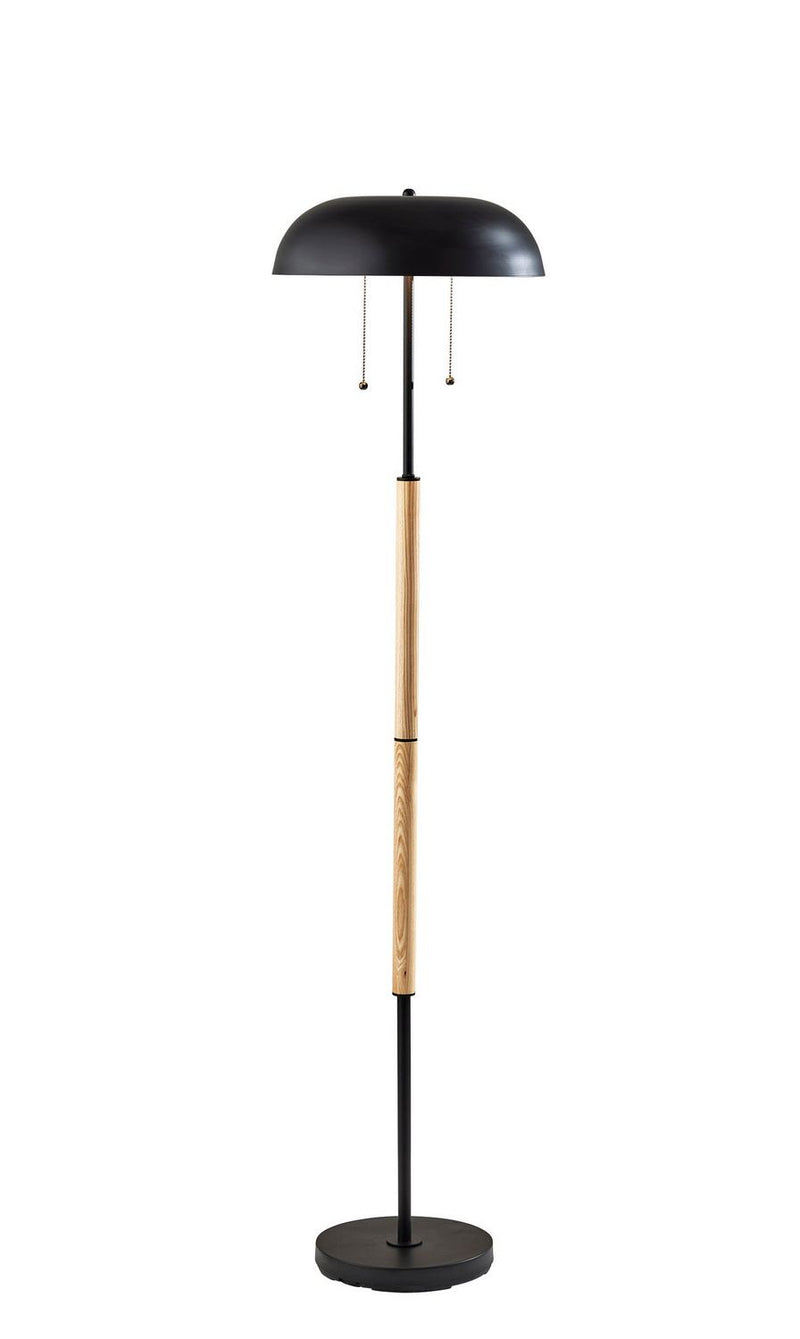 Adesso Home 3793-12 Two Light Floor Lamp, Natural Wood & Black