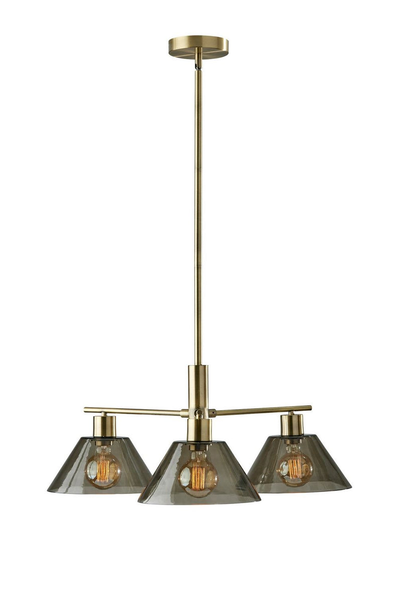 Adesso Home 3796-21 Three Light Chandelier, Antique Brass