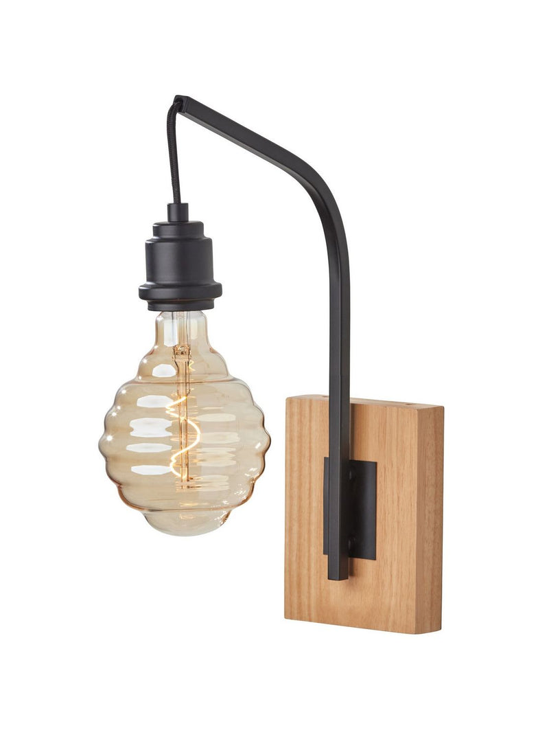 Adesso Home 3844-01 Wall Lamp, Natural Wood With Black