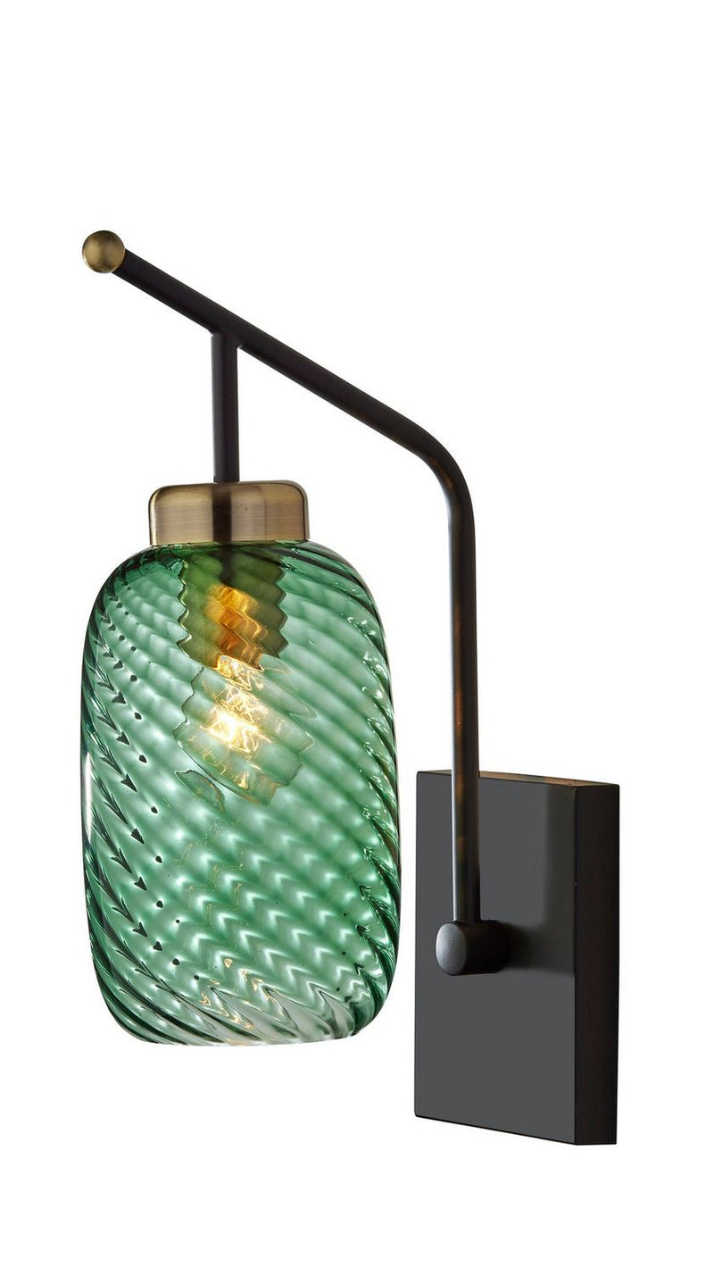Adesso Home 3864-01 Wall Lamp, Black W. Antique Brass