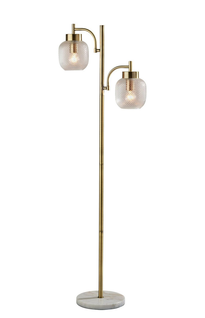 Adesso Home 3919-21 Two Light Floor Lamp, Antique Brass