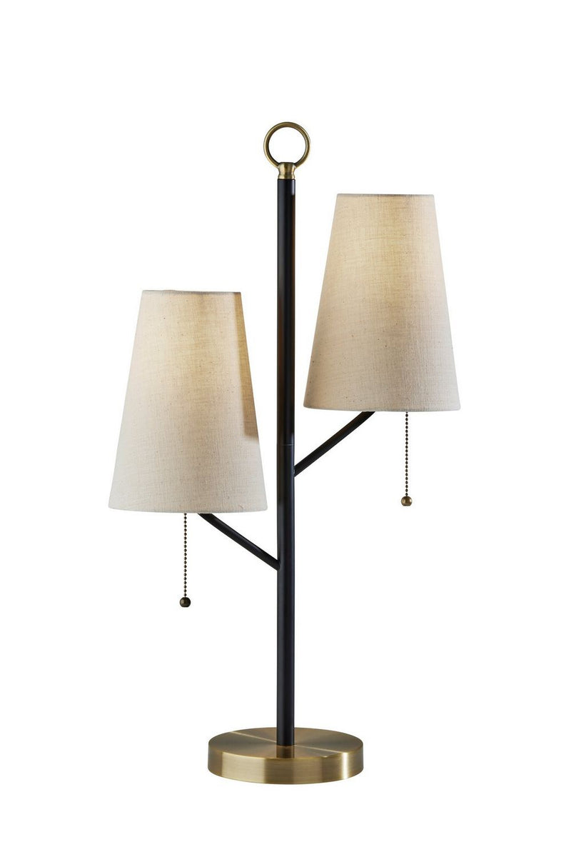 Adesso Home 4175-01 Two Light Table Lamp, Black W. Antique Brass