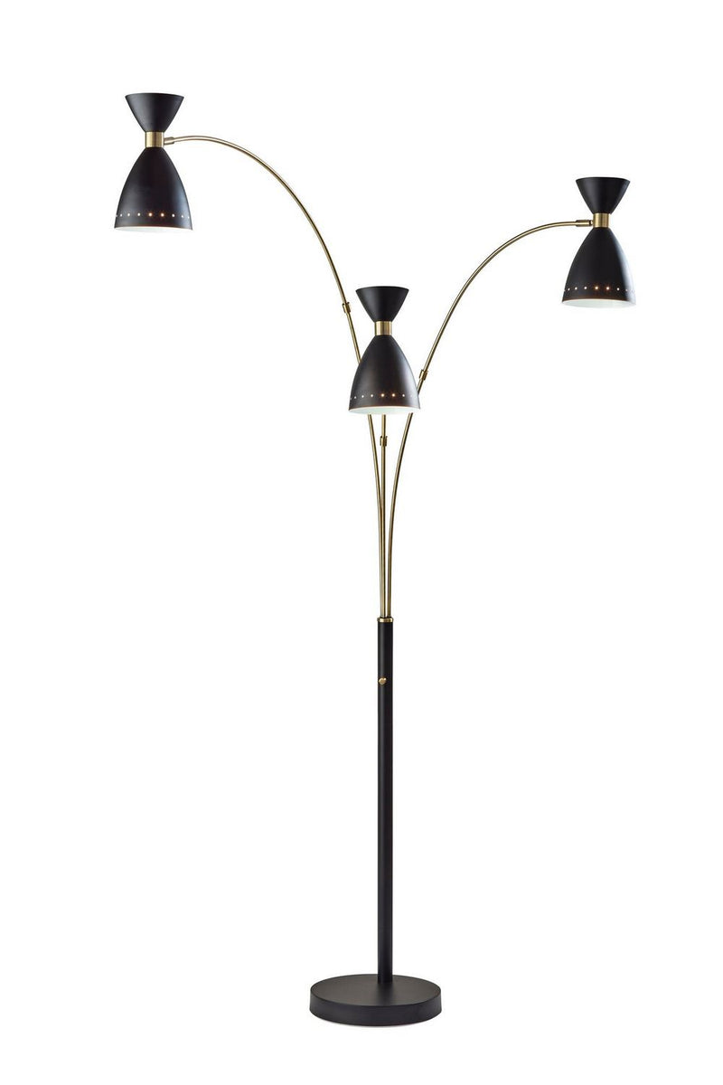 Adesso Home 4290-01 Three Light Floor Lamp, Black W. Antique Brass