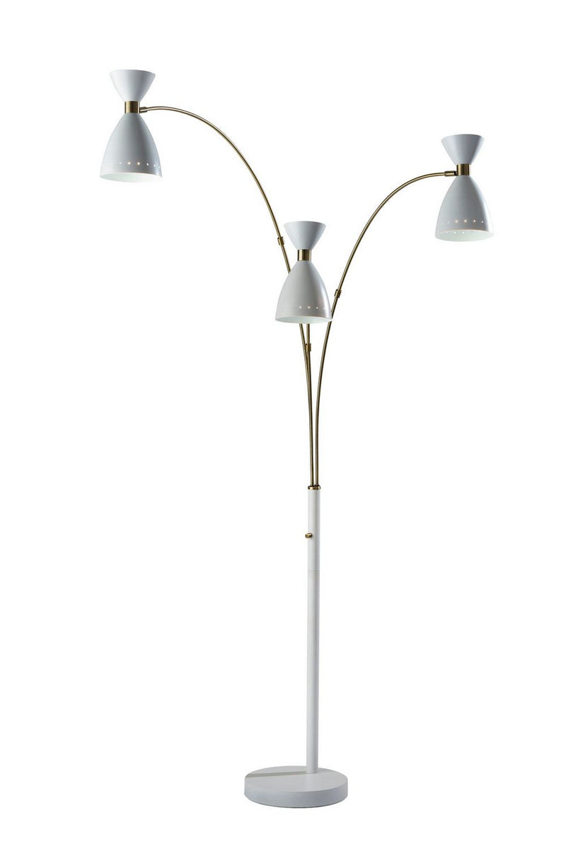Adesso Home 4290-02 Three Light Floor Lamp, White W. Antique Brass