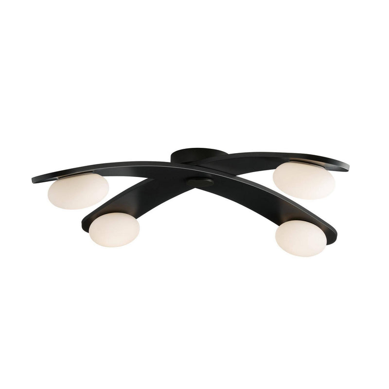 Arteriors DFC26 LED Flush Mount, Blackened Iron/Matte Opal