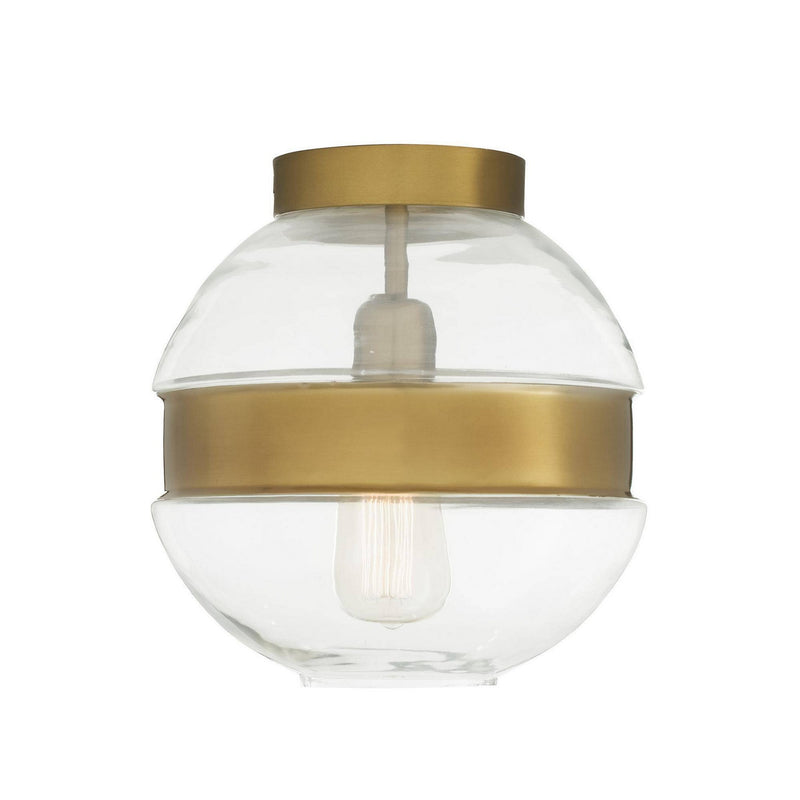 Arteriors DFI12 One Light Flush Mount, Clear/Antique Brass