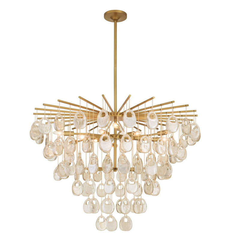 Arteriors DLC47 12 Light Chandelier, Amber/Antique Brass