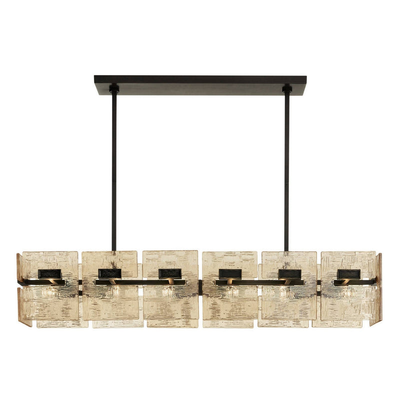 Arteriors DLC49 Six Light Linear Chandelier, Molten Umber/English Bronze