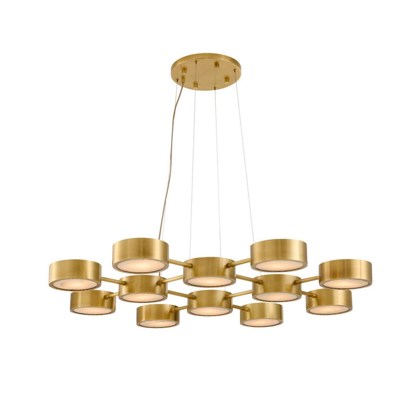 Arteriors DLC50 12 Light Chandelier, Antique Brass/White