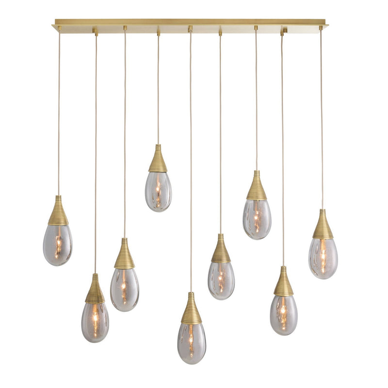 Arteriors DLC56 Nine Light Chandelier, Smoke Luster/Antique Brass