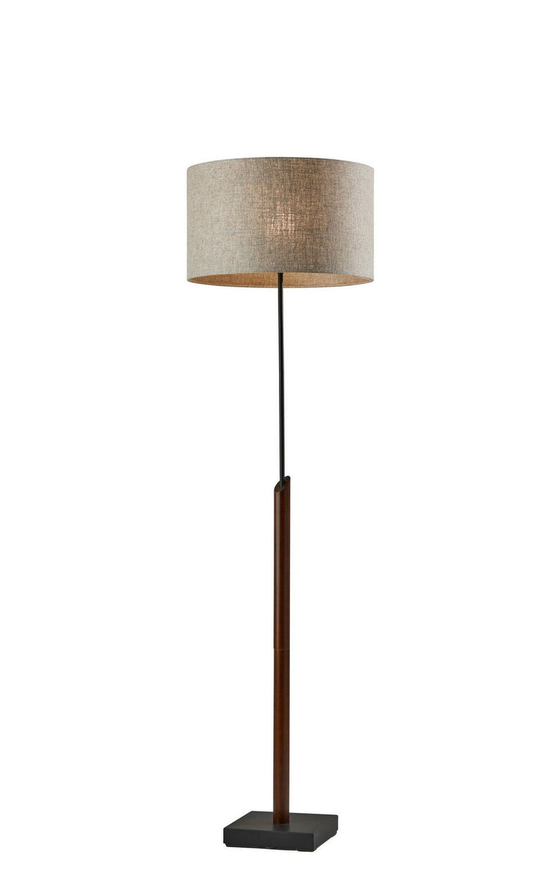 Adesso Home 5048-15 Floor Lamp, Black W. Walnut Rubberwood