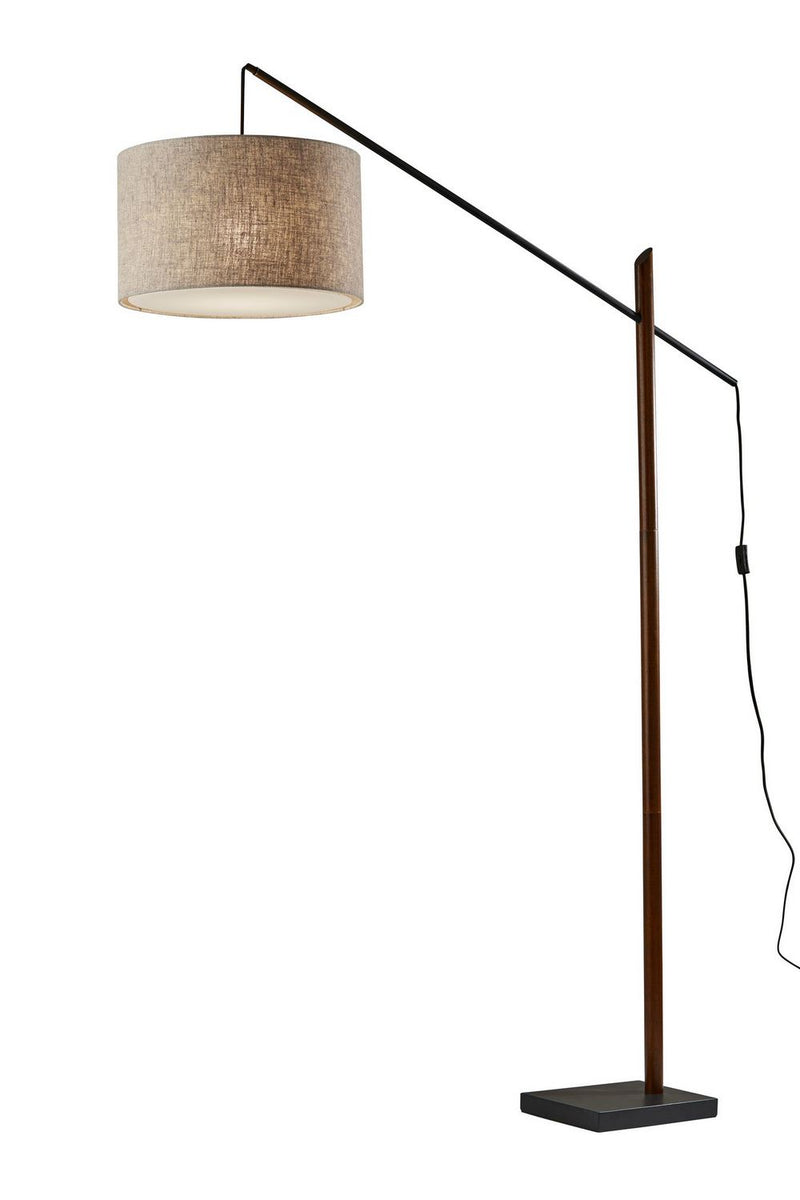 Adesso Home 5049-15 Floor Lamp, Black W. Walnut Rubberwood