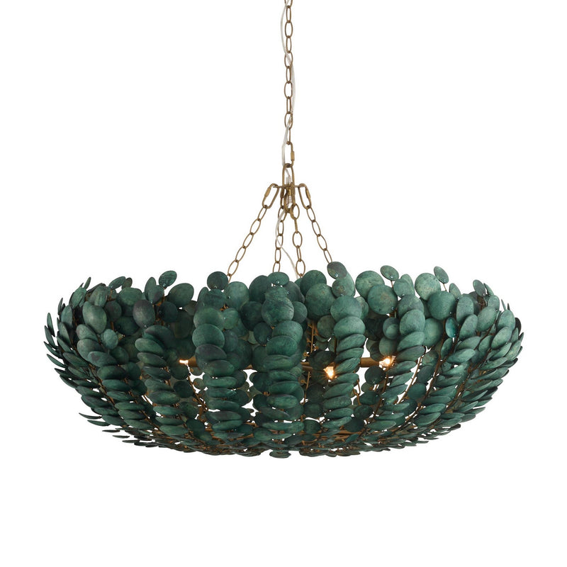 Arteriors DLS18 Six Light Chandelier, Eucalyptus Stain/Antique Brass
