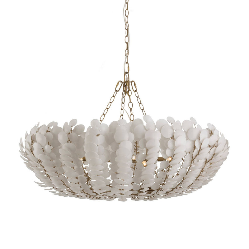 Arteriors DLS20 Six Light Chandelier, Ivory/Antique Brass