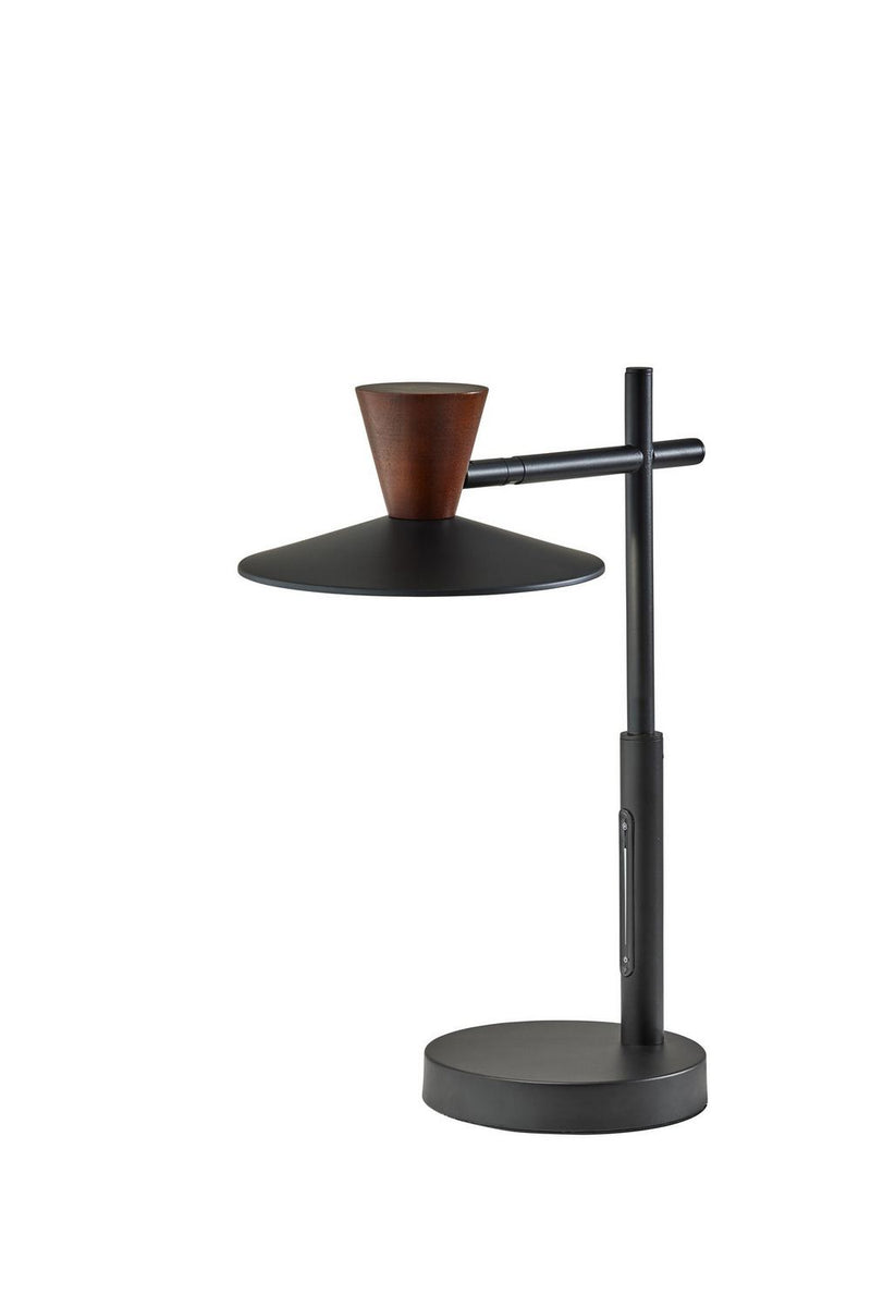 Adesso Home 5180-01 LED Desk Lamp, Black W. Walnut Wood