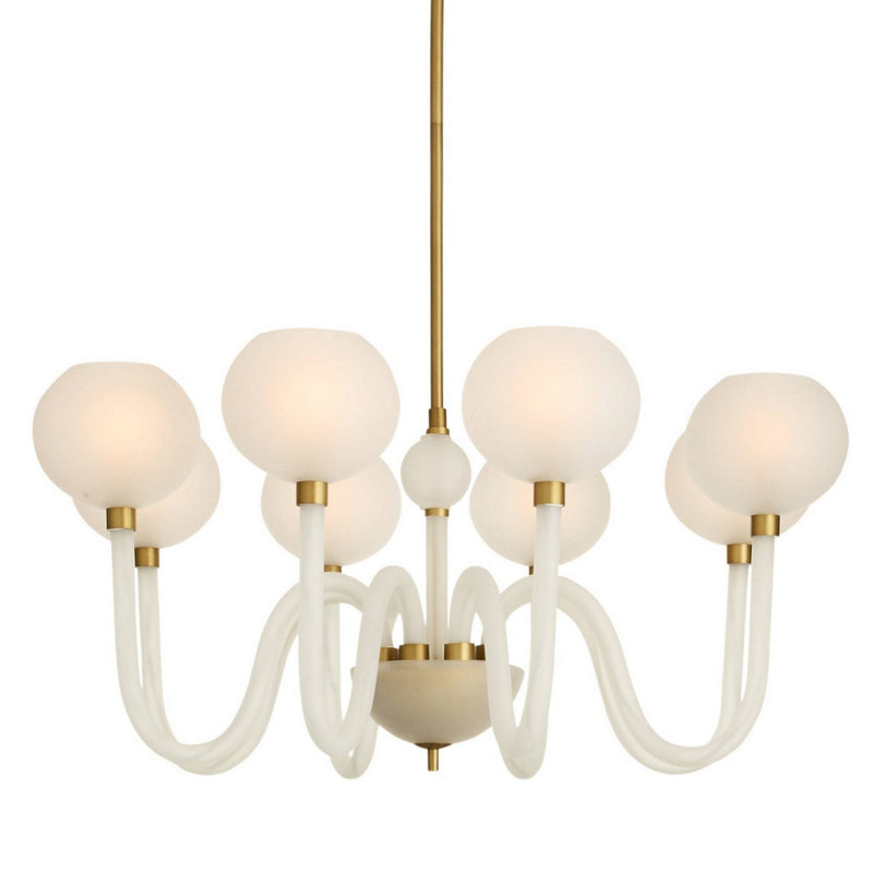 Arteriors DMC37 Eight Light Chandelier, Clear Etched/Antique Brass