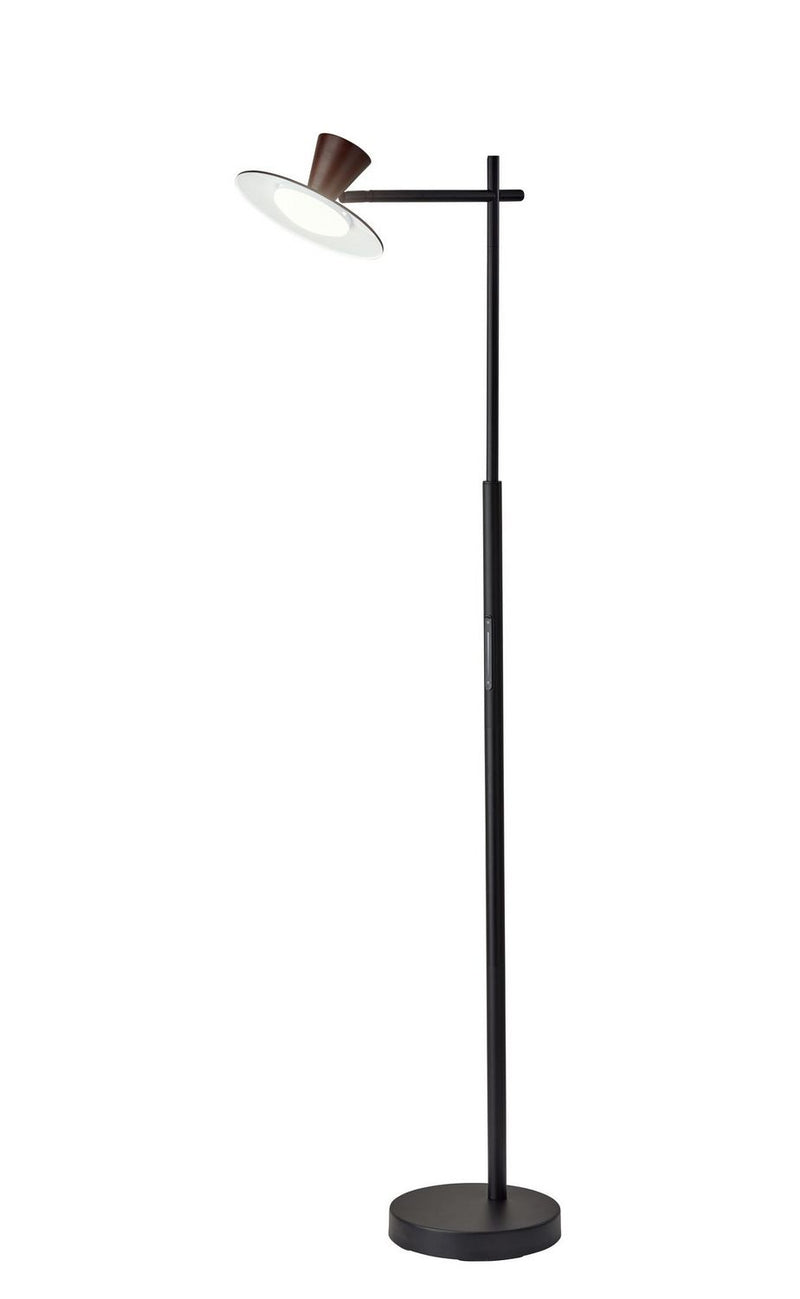 Adesso Home 5181-01 LED Floor Lamp, Black W. Walnut Wood