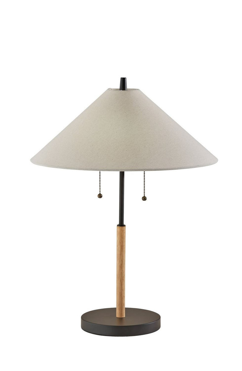 Adesso Home 5183-12 Two Light Table Lamp, Black & Natural Wood